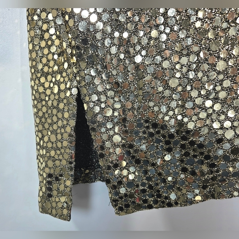 VINTAGE KATHLEEN USHERWOOD FOR SAKS FIFTH AVENUE GOLD METALIC SEQUIN TUNIC. - Picture 4 of 6